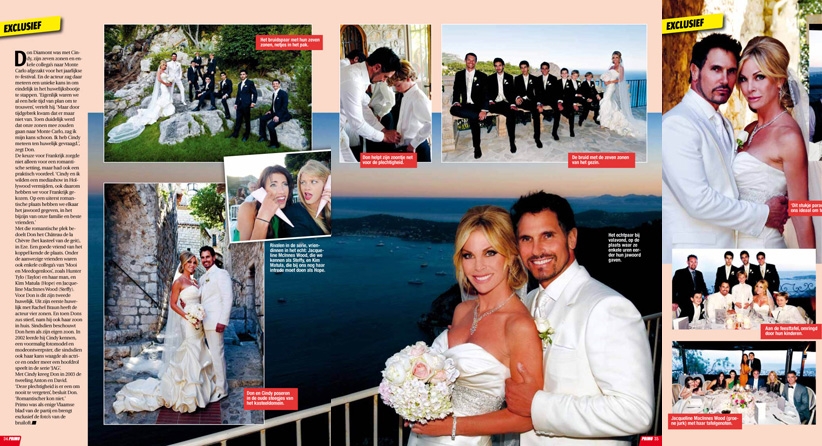 Actress Cindy Ambuehl in a stunning Winnie Couture gown married to actor Don Diamont at the gorgeous Chateau de la Chevre d' in Eze, France.