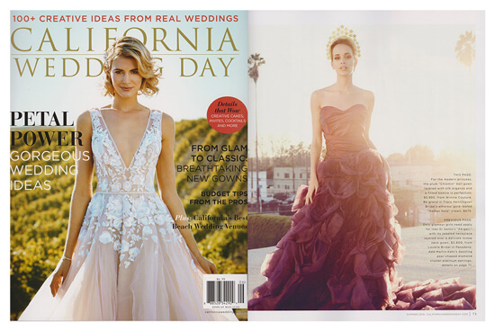 CALIFORNIA WEDDING DAY magazine featured Winnie Couture style Pierretta.