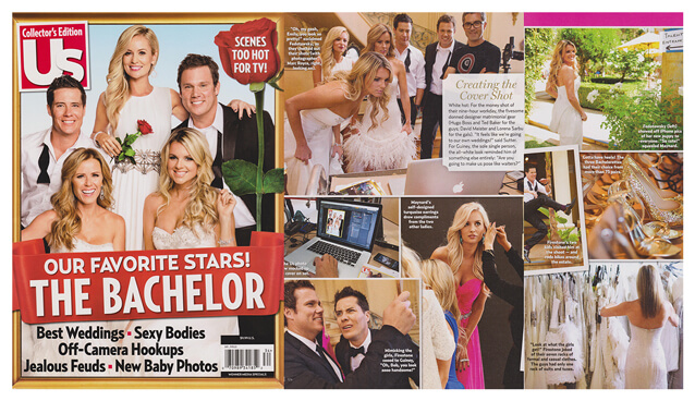 US Weekly magazine featured former “Bachelorette“ Ali Fedotowsky in a strapless silk chiffon WINNIE COUTURE gown.