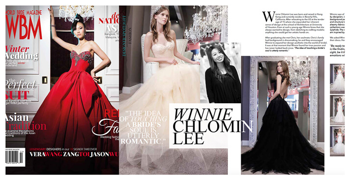 WORLD BRIDE MAGAZINE featured designer Winnie Chlomin Lee and her latest Diamond Label collection.